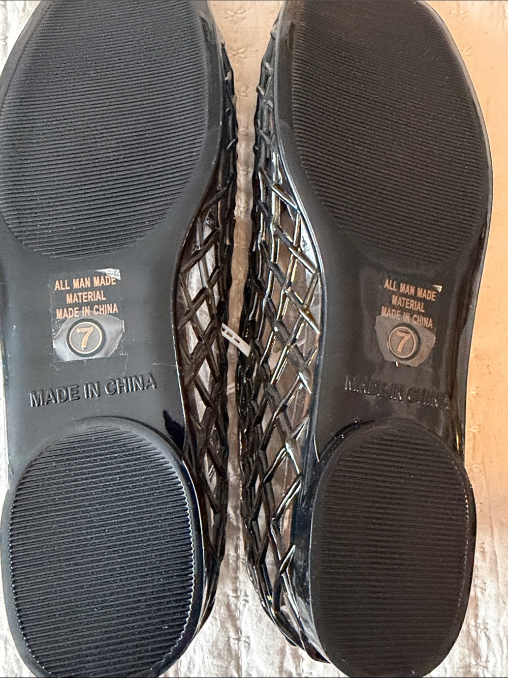 ❤️ Soda Jellies - Dark Brown Lattice Flats w/ Tan Inner Soles - Love 💕 Sz 7 NWOT - Picture 4 of 5